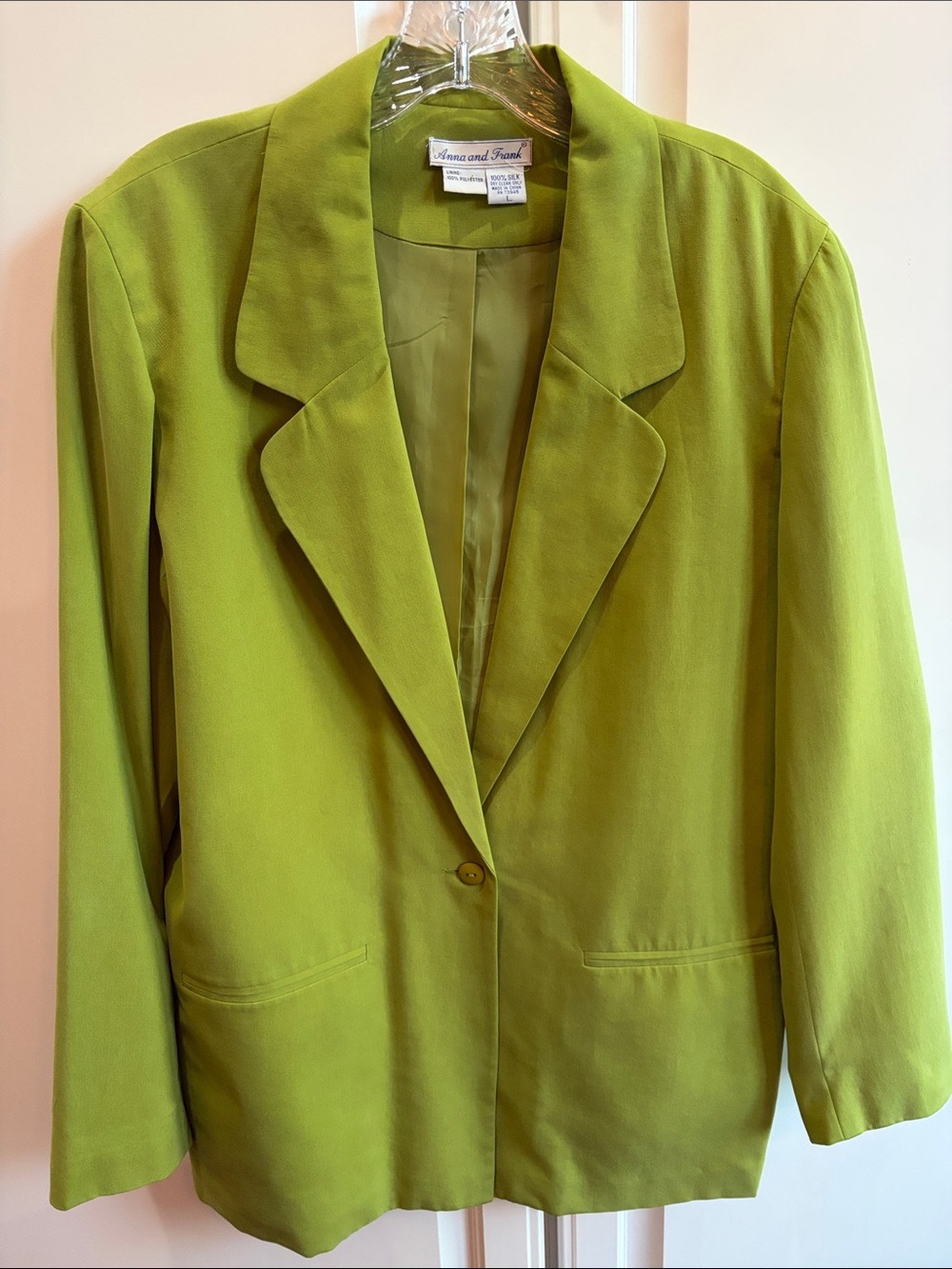 2 Piece Suit — Anna And Frank Chartreuse Single-Button Women's Blazer and Pants